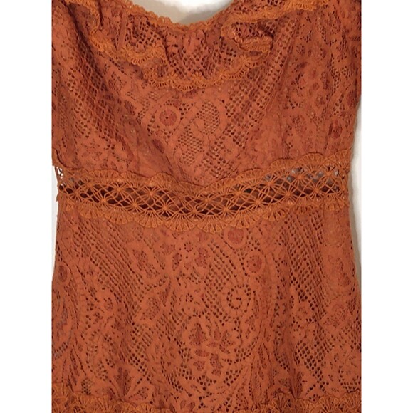 Franco Lace Puff Sleeve off the shoulder mini dress Sm Boho Feminine Cottage Cor - Picture 5 of 12